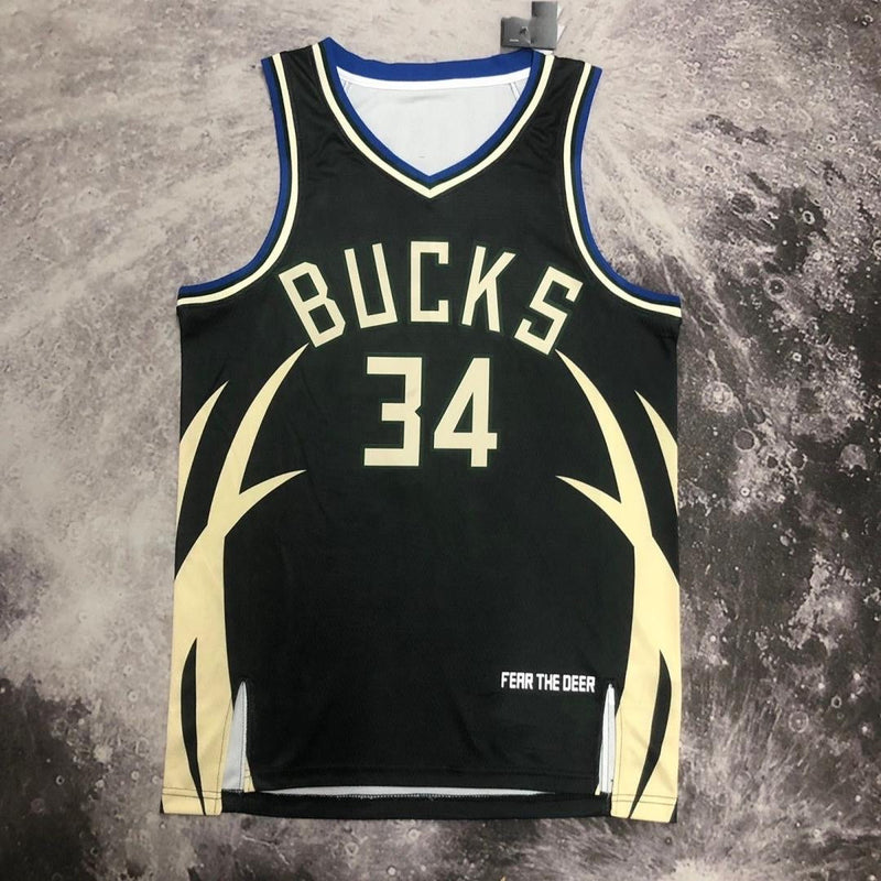 Regata Milwaukee Bucks Masculina Statement Edition - Preto