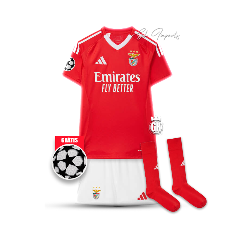 Conjunto infantil COM MEIAS Benfica vermelho Home 2024/25