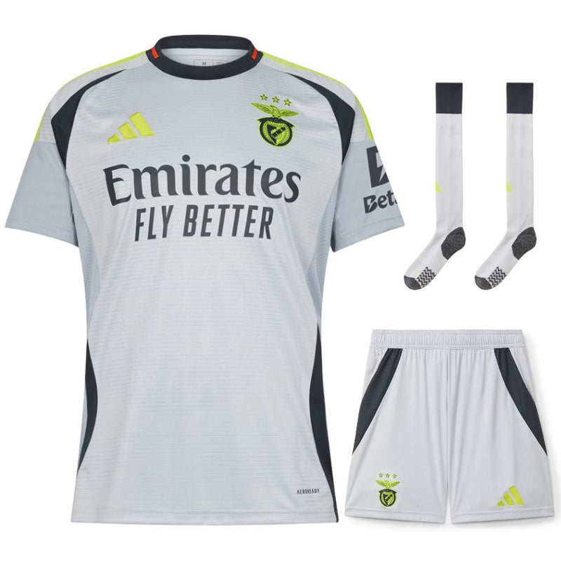 Conjunto infantil COM MEIAS Benfica third cinza 2024/25