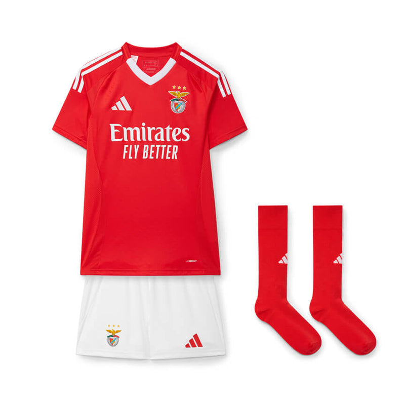 Kit Infantil com Meias Benfica I 24/25 - Vermelho e Branco