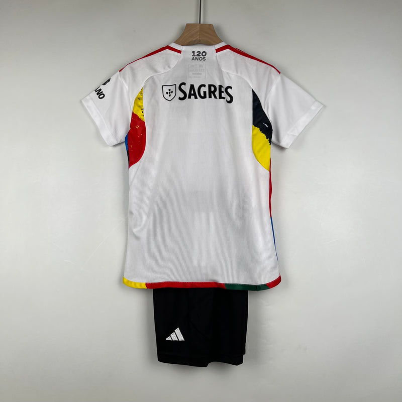 Conjunto infantil Benfica Branco 2023/24 Third - Calção preto