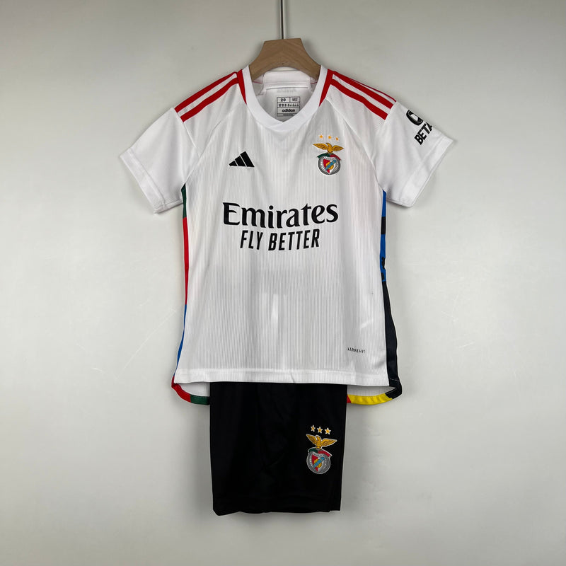 Conjunto infantil Benfica Branco 2023/24 Third - Calção preto