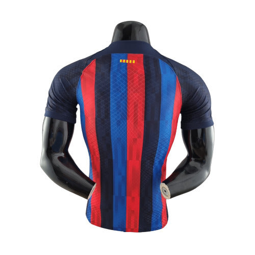 Camisola Barcelona I 22/23 Azul e Vermelha Masculino Jogador