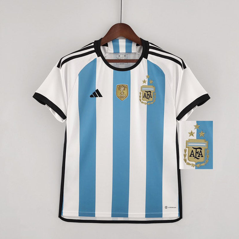 Camisola Seleção da Argentina I [Patch Copa do Mundo] 2022 - Azul e Branca