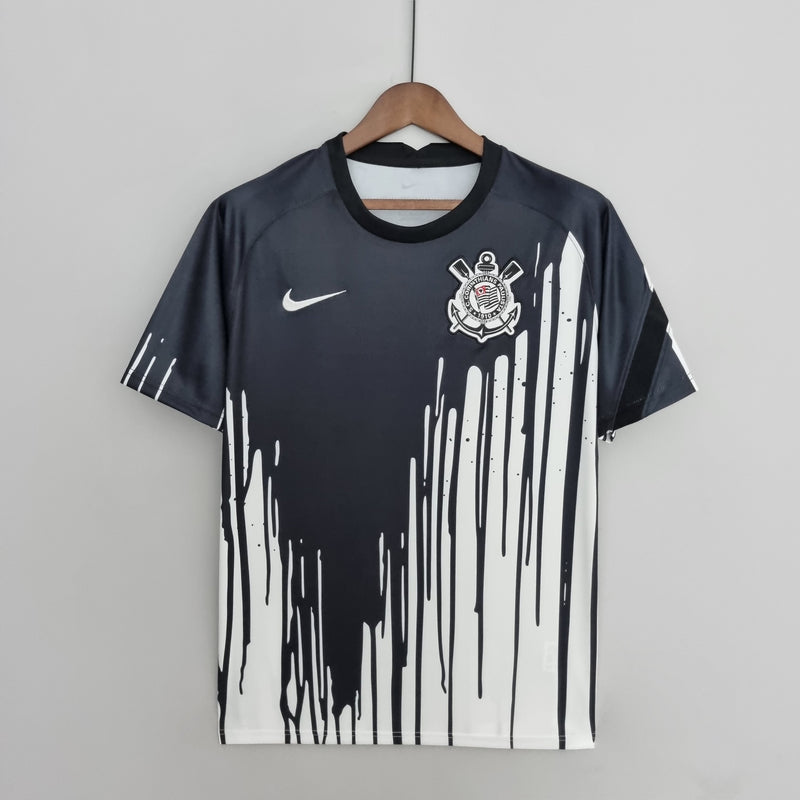 Camisola Corinthians Pré jogo 22/23 - Preto+branco