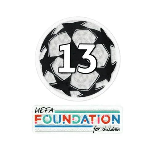 Patch UCL Starball 13 vezes vencedor + conjunto de jogos da Fundação UEFA (feminino) 21-22 UCL Starball 13 vezes vencedor + conjunto de jogos da Fundação UEFA (Real Madrid)